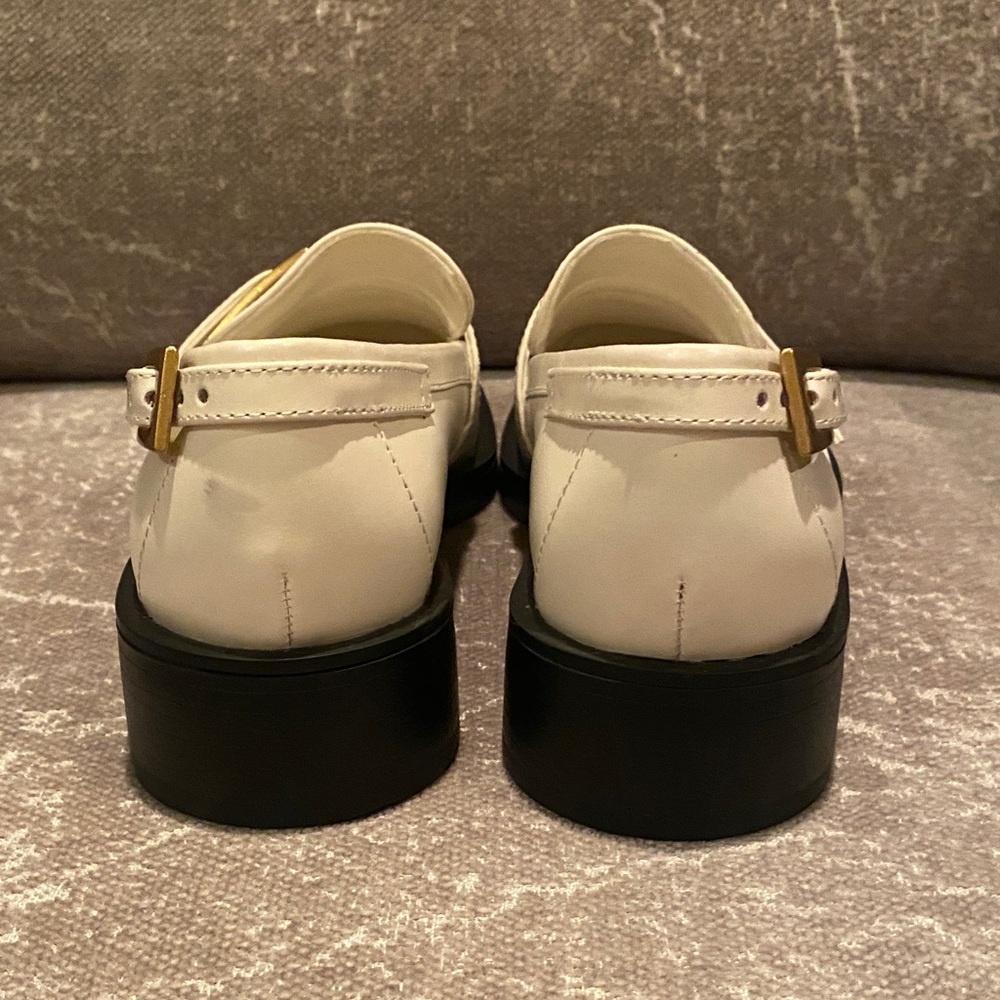 Vince Camuto Cream Loafers with Gold Buckle - Picture 6 of 8